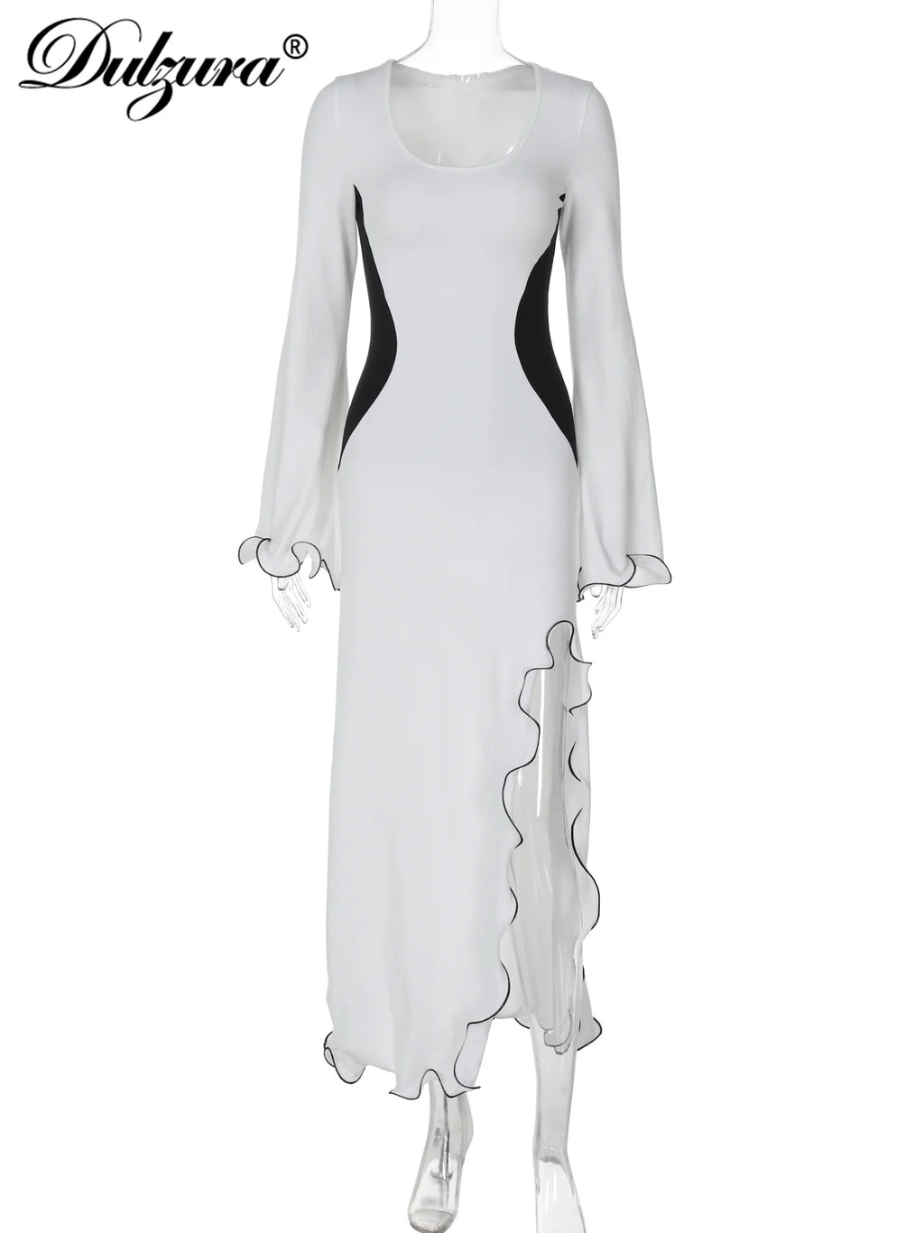 Ruffle Side-Slit Maxi Dress