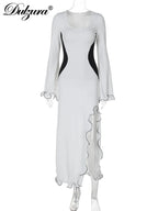 Ruffle Side-Slit Maxi Dress