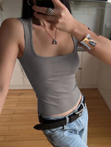 Square-Neck Sleeveless Tank Top