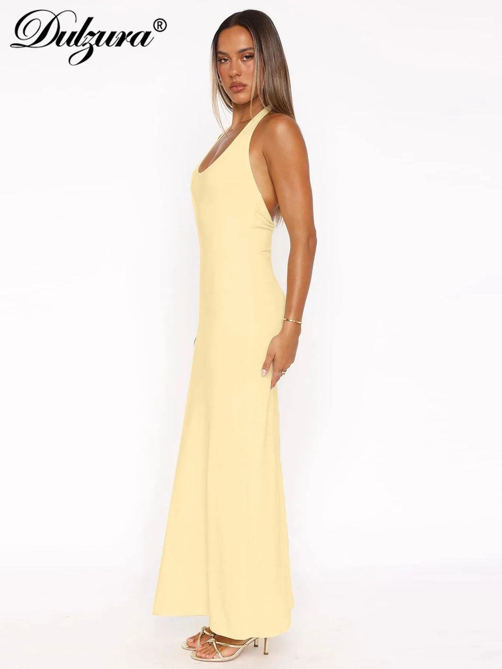 Backless Halter Sleeveless Bodycon Maxi Dress