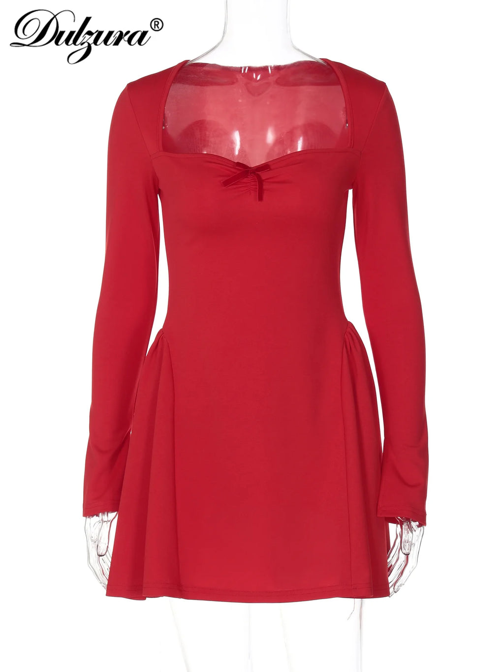 Square-Neck Flared Mini Dress