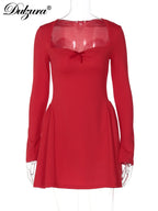 Square-Neck Flared Mini Dress