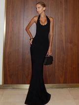 Backless Halter Sleeveless Maxi Dress