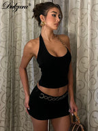 Halter Sleeveless Bodycon Cropped Two-Piece Set