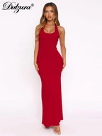 Backless Halter Sleeveless Bodycon Maxi Dress