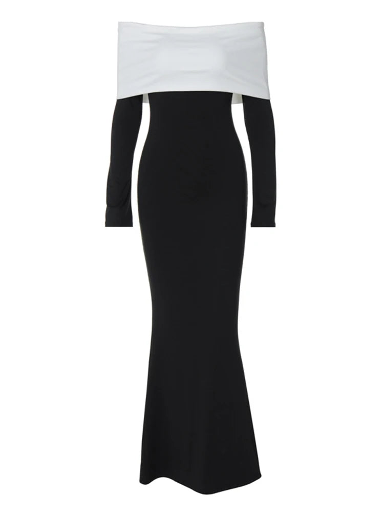 Off-Shoulder Long-Sleeve Bodycon Maxi Dress