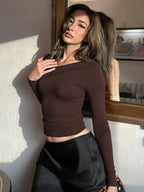 One-Shoulder Long-Sleeve T-Shirt
