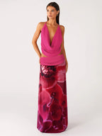 Mesh Ruched Backless Sleeveless Two-Piece Set