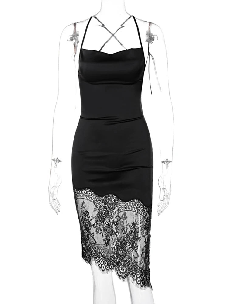 Satin Lace-Up Backless Off-Shoulder Mini Dress