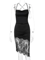 Satin Lace-Up Backless Off-Shoulder Mini Dress