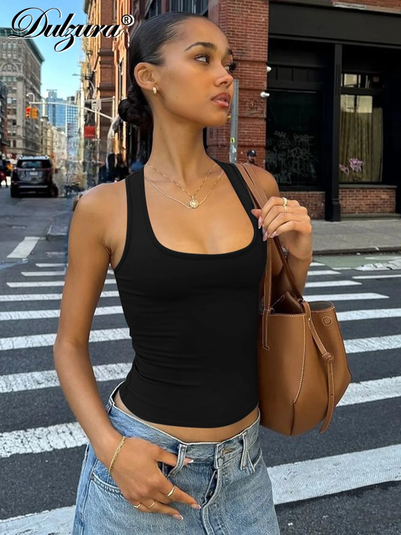 Romy Square-Neck Sleeveless Bodycon Tank Top