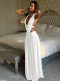 Uma Lace Backless Halter Sleeveless Maxi Dress