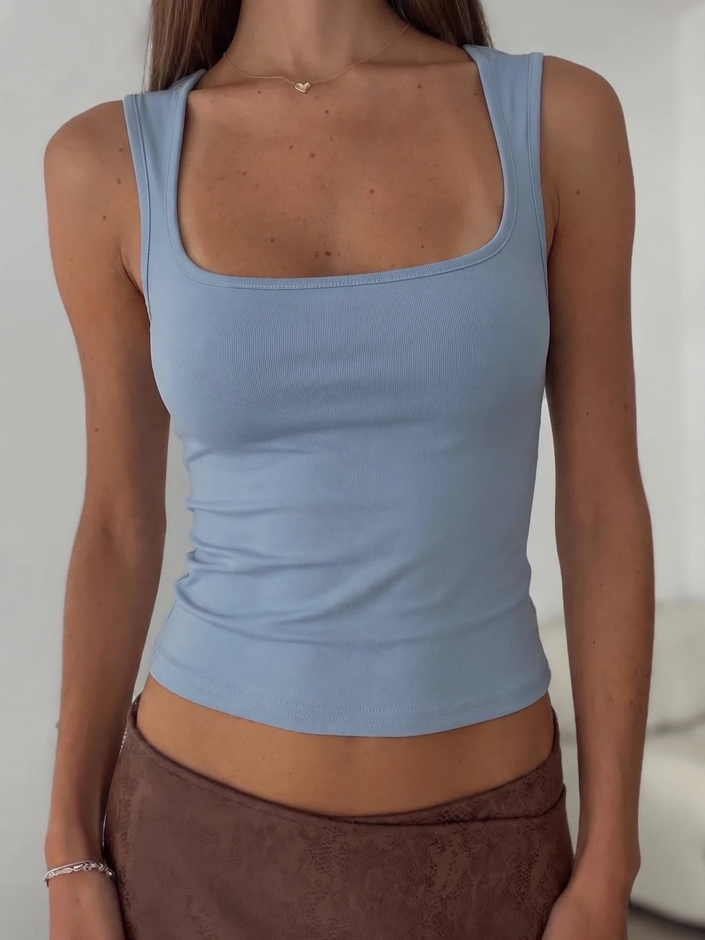 Square-Neck Sleeveless Tank Top
