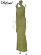 Paloma Ruched Backless Halter Sleeveless Maxi Dress