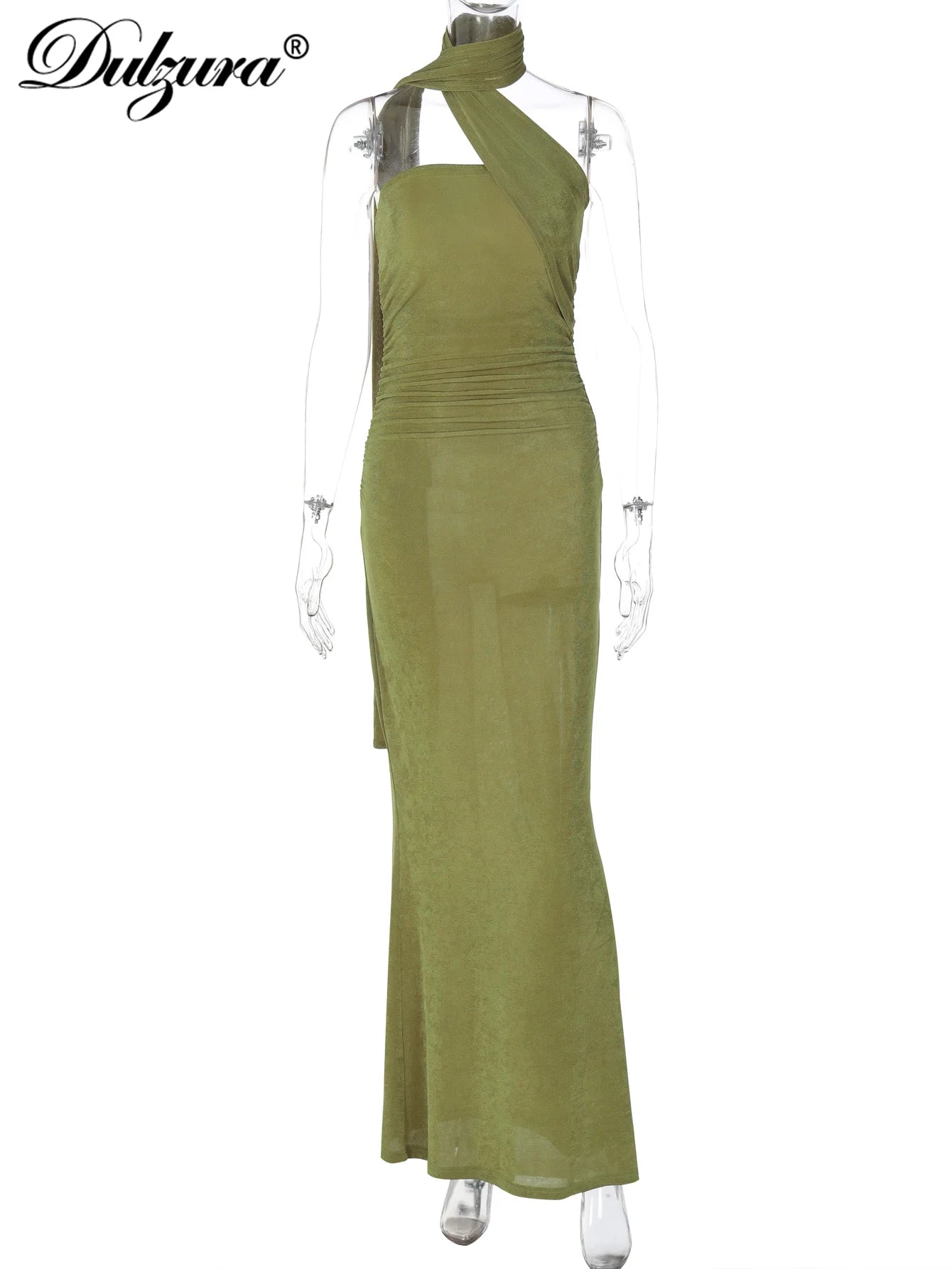 Paloma Ruched Backless Halter Sleeveless Maxi Dress