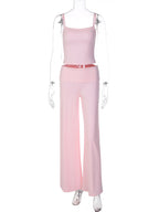 Backless Flared Cropped Two-Piece Pants Set