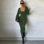 Harlow Long-Sleeve Bodycon Jumpsuit