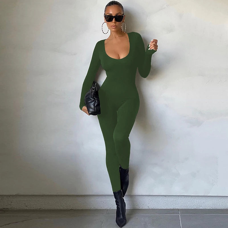 Harlow Long-Sleeve Bodycon Jumpsuit