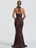 Lace-Up Ruched Backless Tie-Detail Maxi Dress