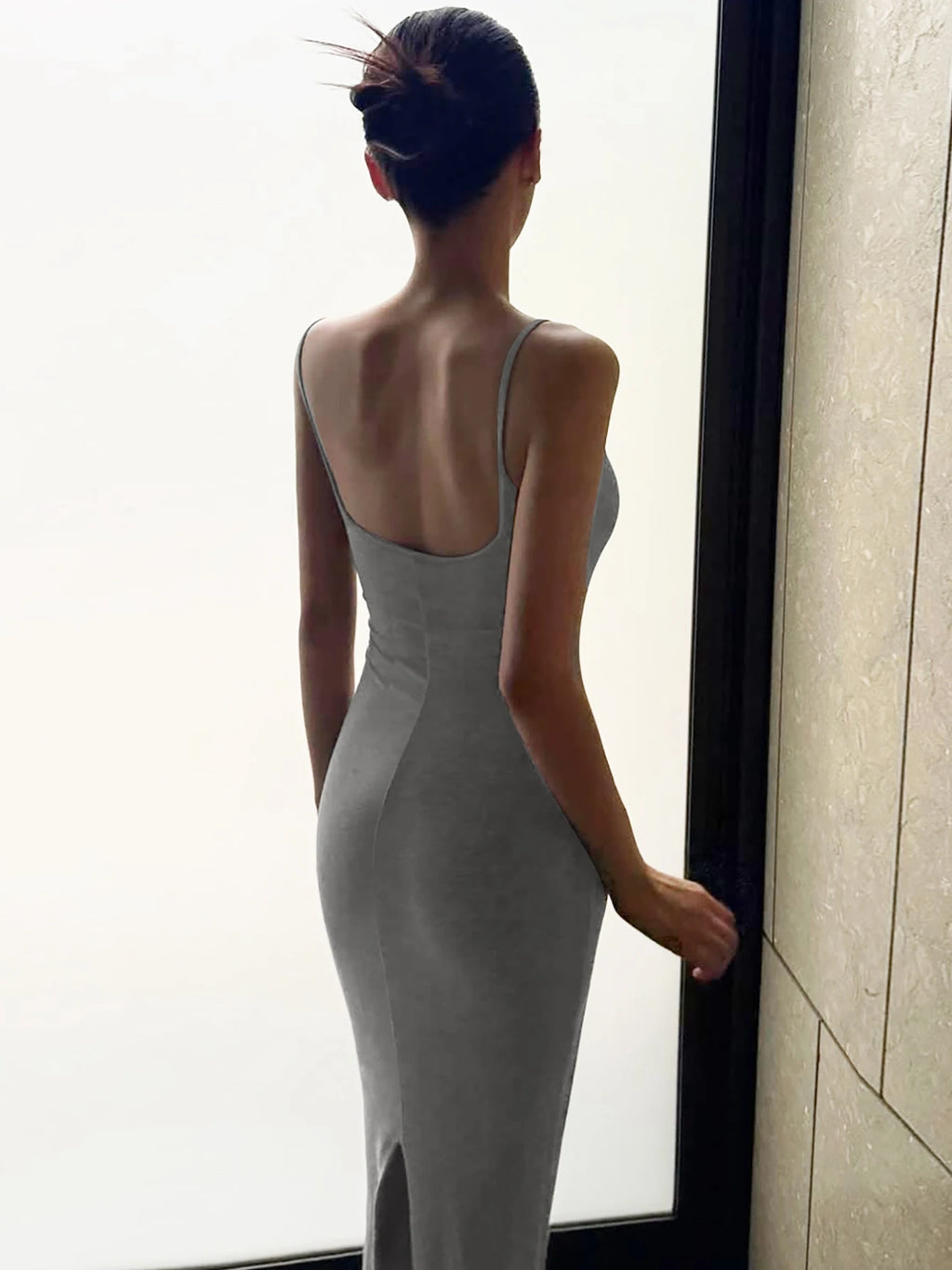 Ruffle Backless Side-Slit Sleeveless Maxi Dress