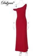 Backless One-Shoulder Sleeveless Maxi Dress