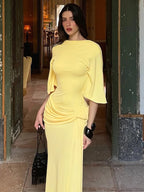 Ruched Backless Tie-Detail Maxi Dress