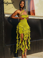 Ruffle Halter Sleeveless Mini Dress