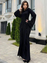 Ruched Tie-Detail Slim-Fit Flared Maxi Dress