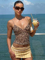 Leopard Backless Slim-Fit Cropped Camisole Top