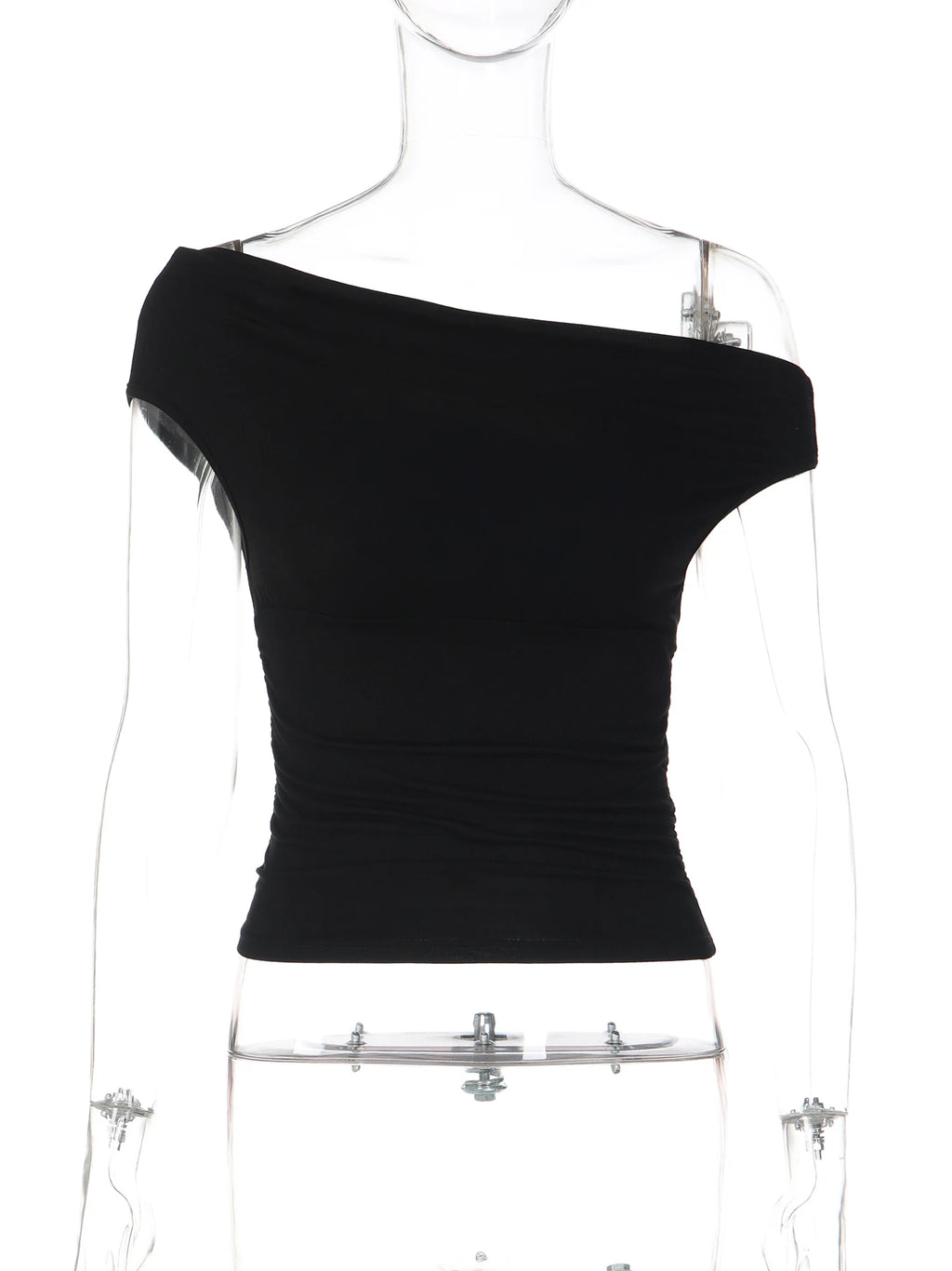 Ruched One-Shoulder Sleeveless Slim-Fit Top