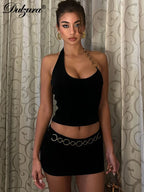 Halter Sleeveless Bodycon Cropped Two-Piece Set