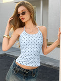 Polka-Dot Lace-Up Backless Camisole Top