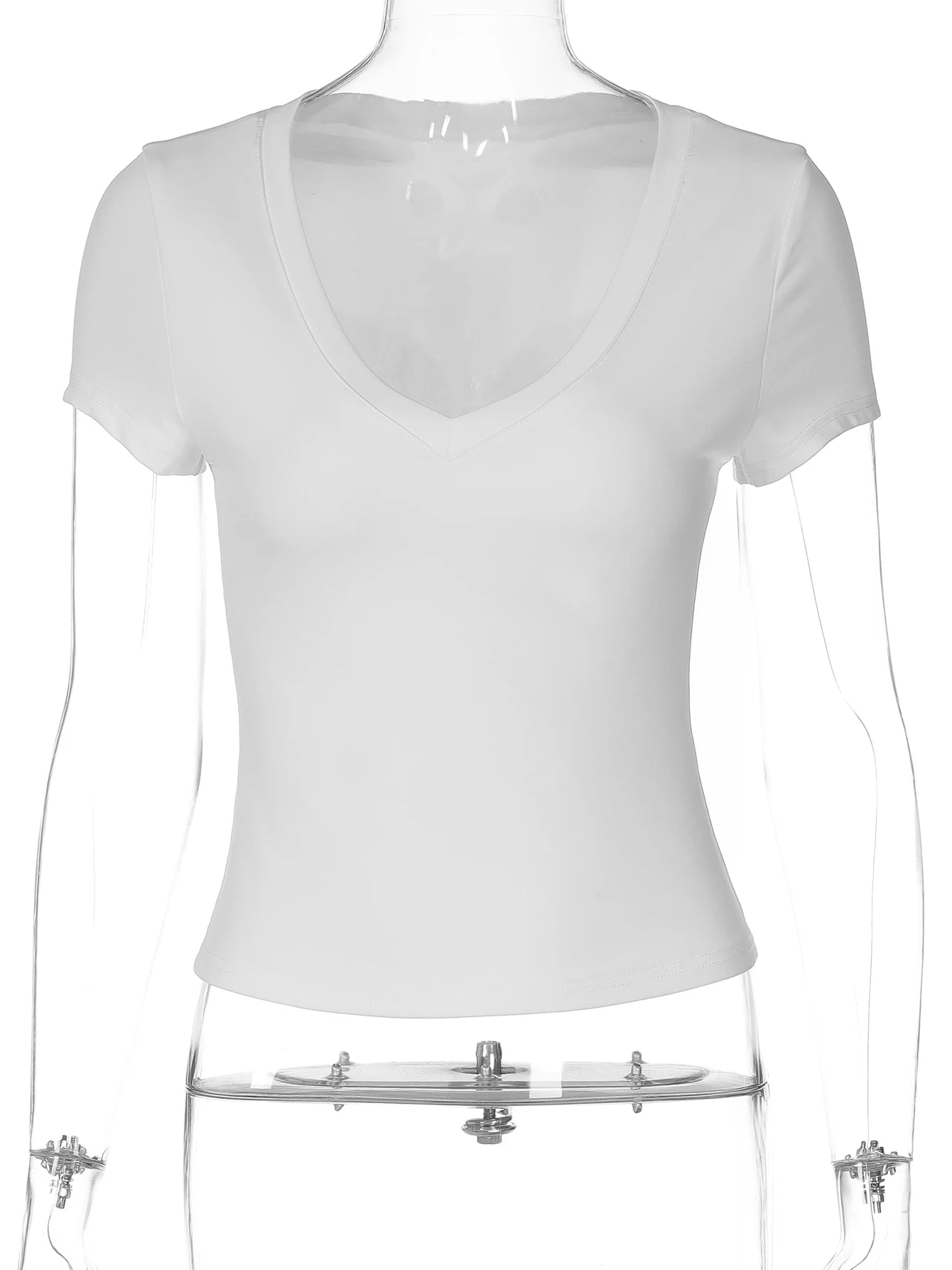 V-Neck Short-Sleeve Bodycon Slim-Fit T-Shirt