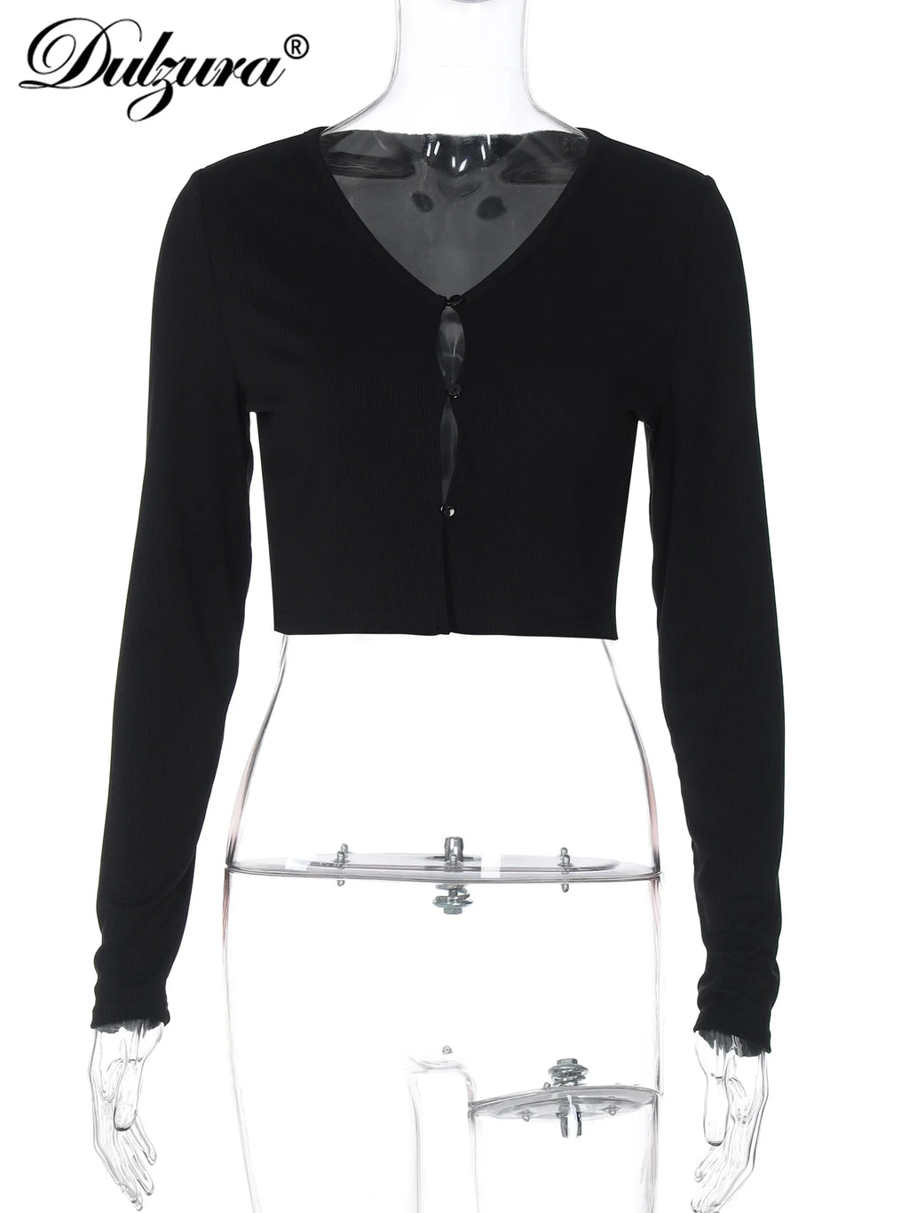 Button-Front V-Neck Long-Sleeve Slim-Fit Cardigan