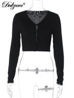 Button-Front V-Neck Long-Sleeve Slim-Fit Cardigan