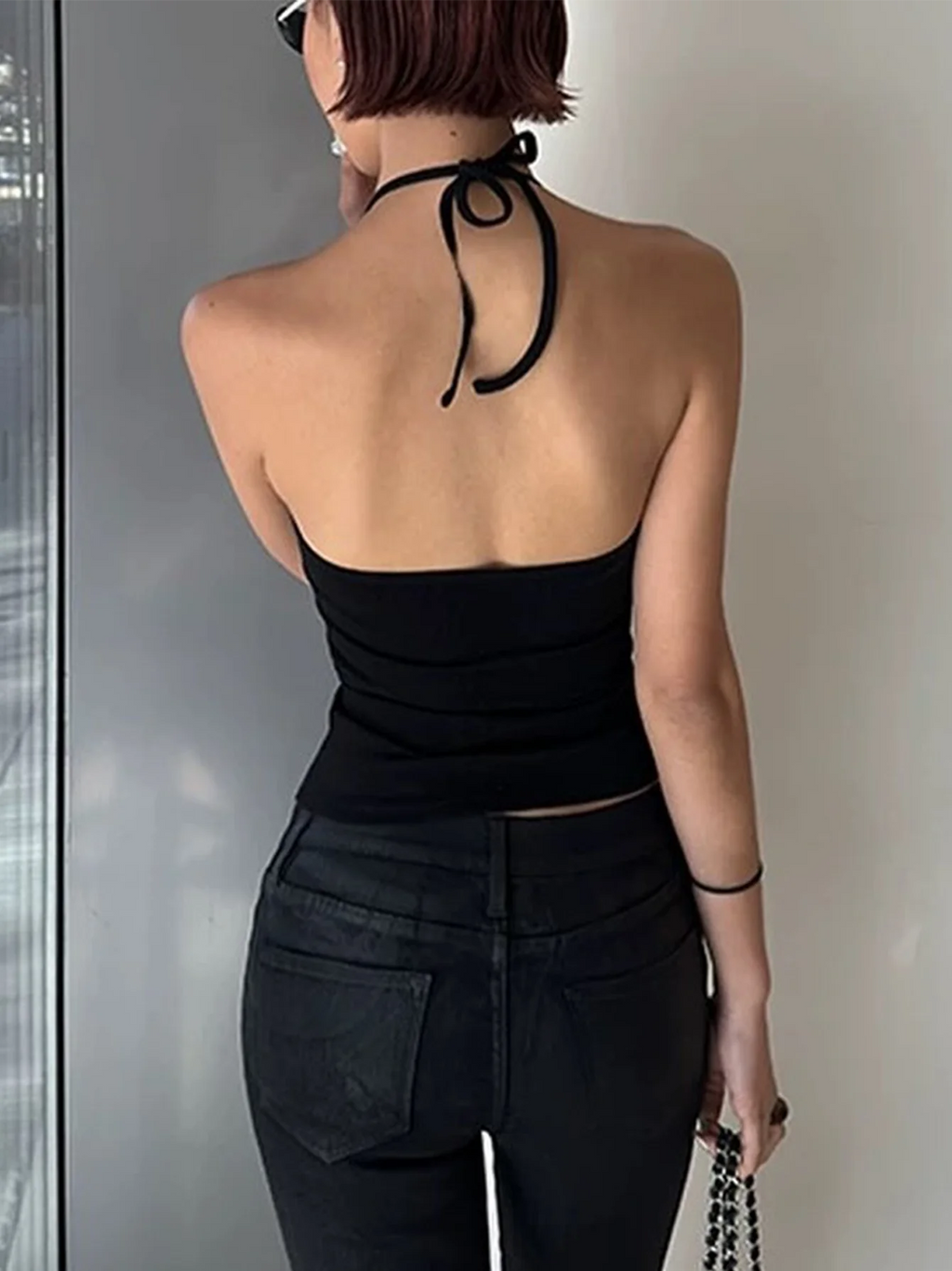 Lace-Up Backless Halter Tank Top