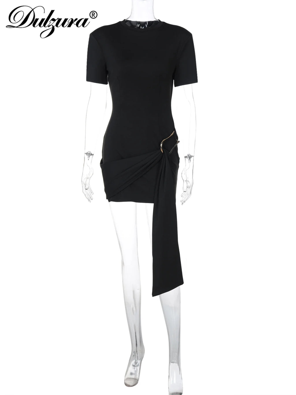 Lace-Up Short-Sleeve Bodycon Cropped Mini Dress