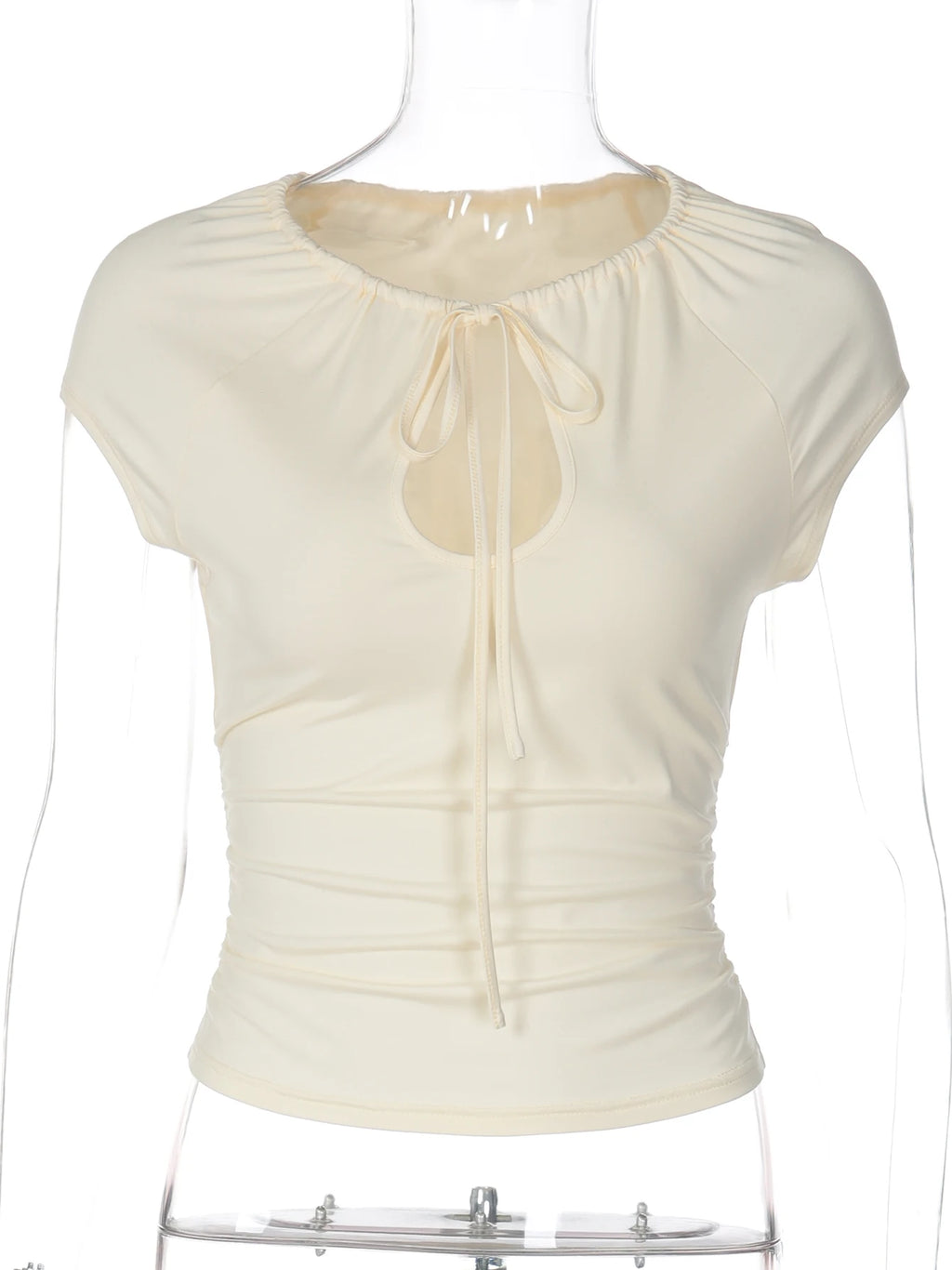 Lace-Up Ruched Sleeveless T-Shirt