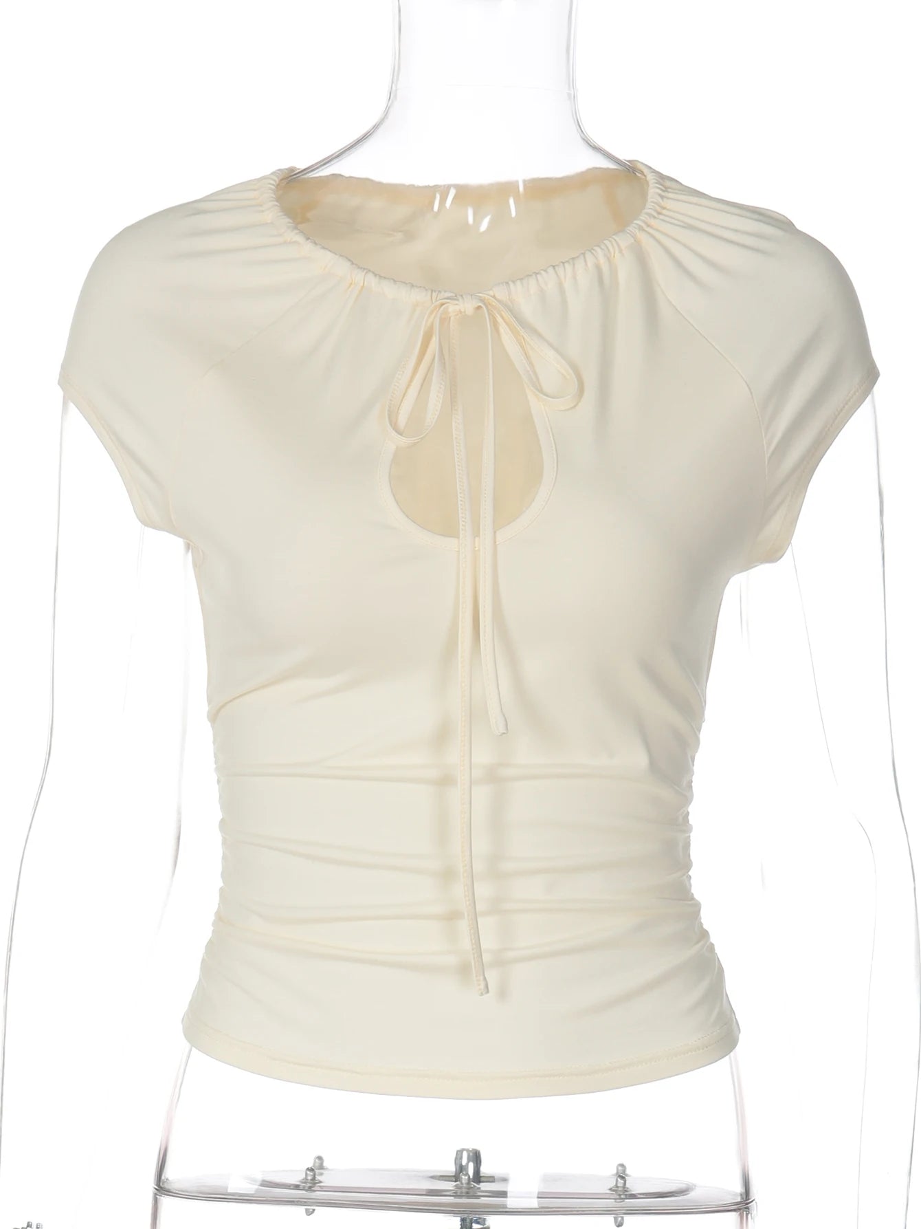 Lace-Up Ruched Sleeveless T-Shirt