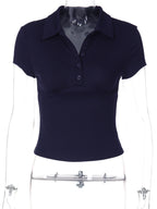 Short-Sleeve Slim-Fit Cropped T-Shirt