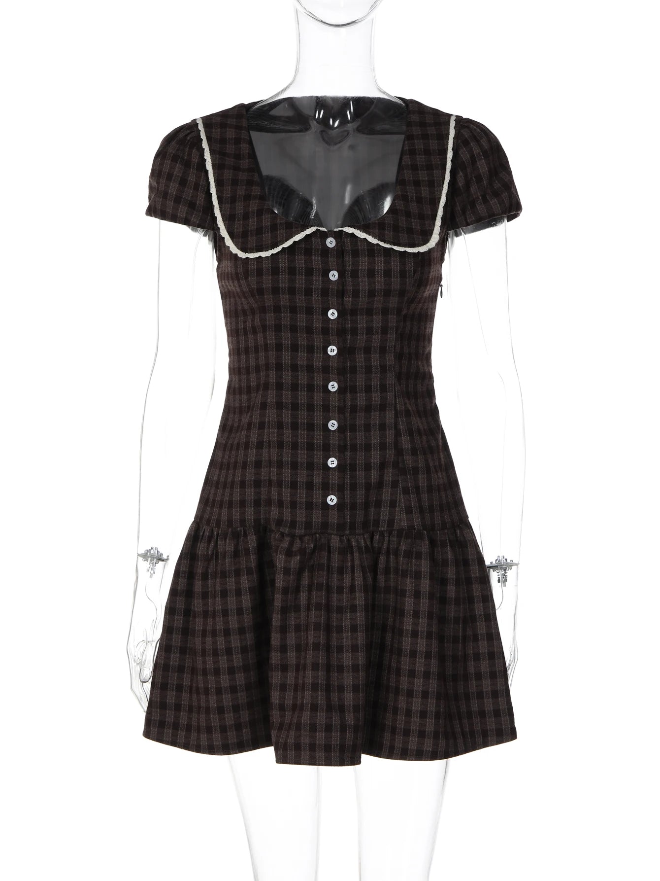 Plaid Sleeveless Slim-Fit Mini Dress