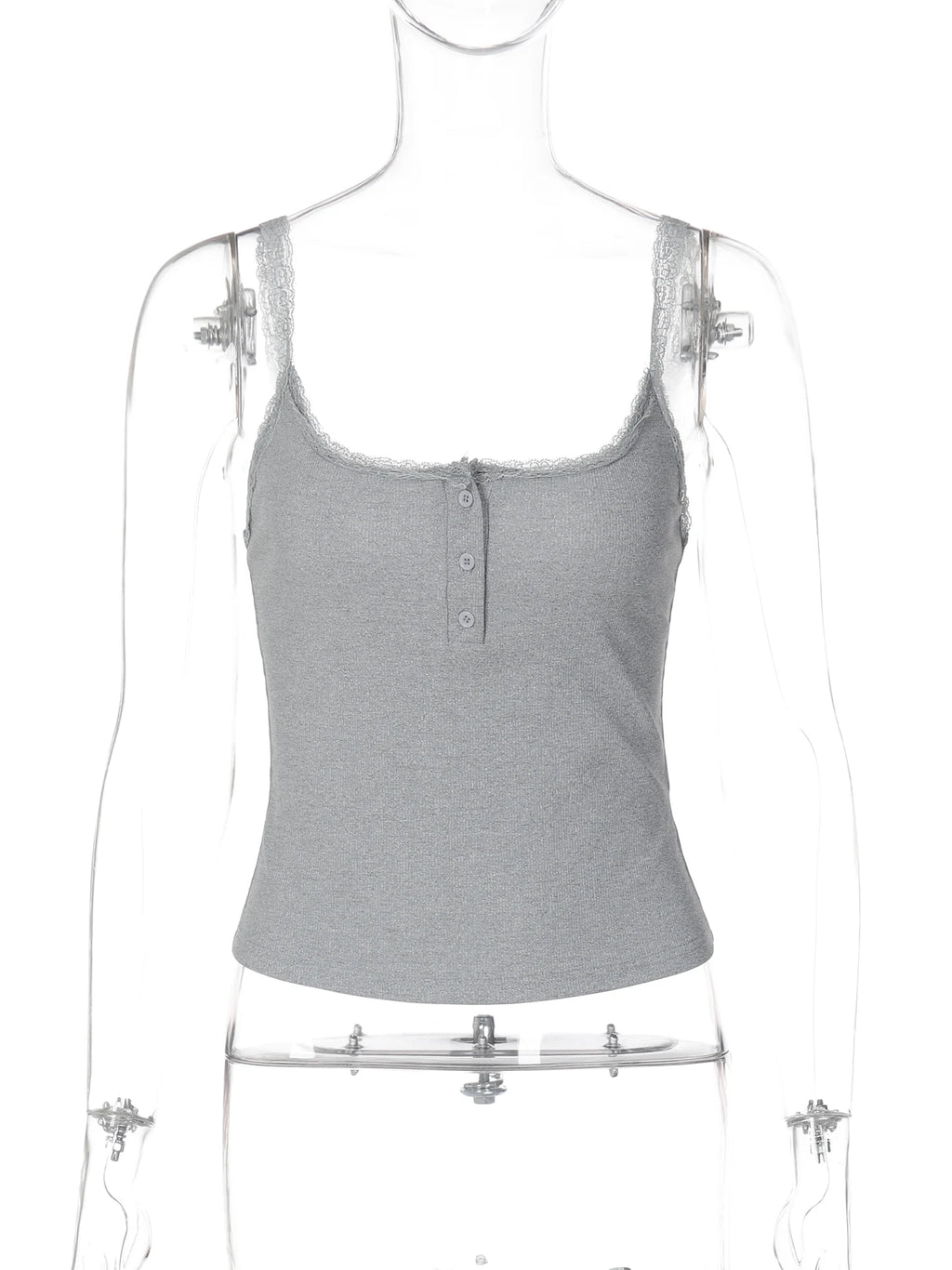 Ruffle Backless Button-Front Square-Neck Camisole Top