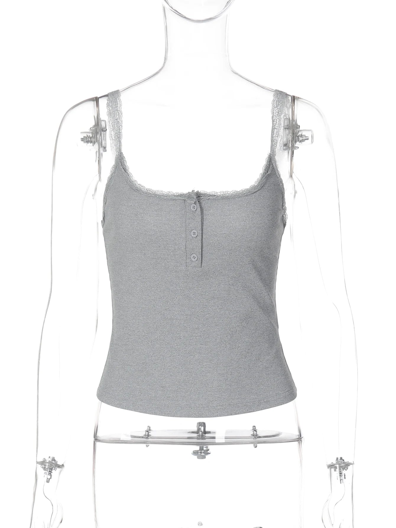 Ruffle Backless Button-Front Square-Neck Camisole Top