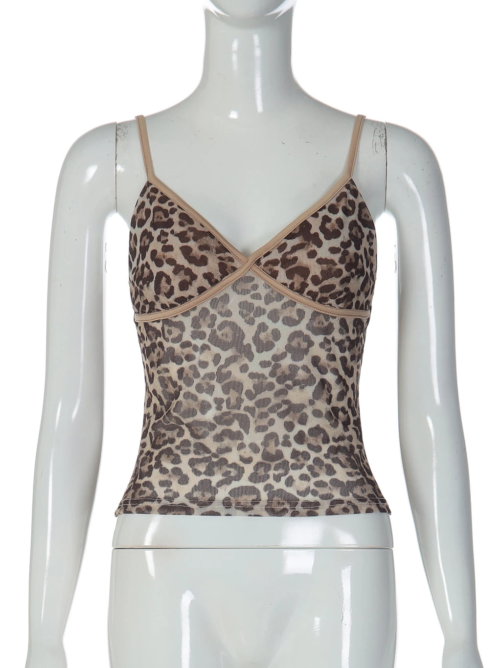 Leopard Backless Slim-Fit Cropped Camisole Top
