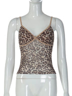 Leopard Backless Slim-Fit Cropped Camisole Top