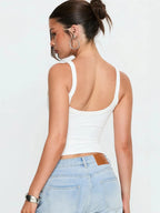 Backless Square-Neck Slim-Fit Cropped Camisole Top