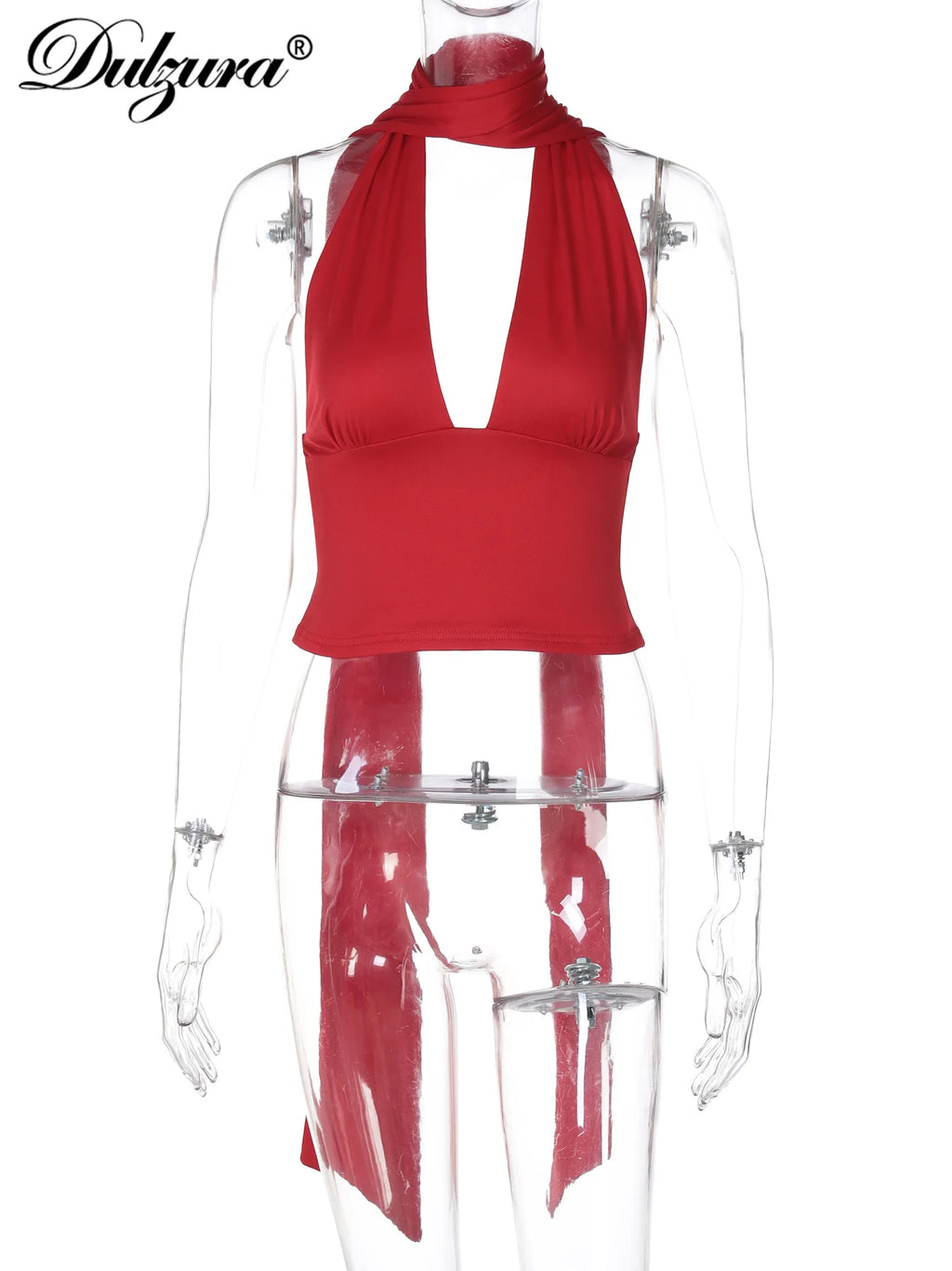 Backless V-Neck Halter Sleeveless Top