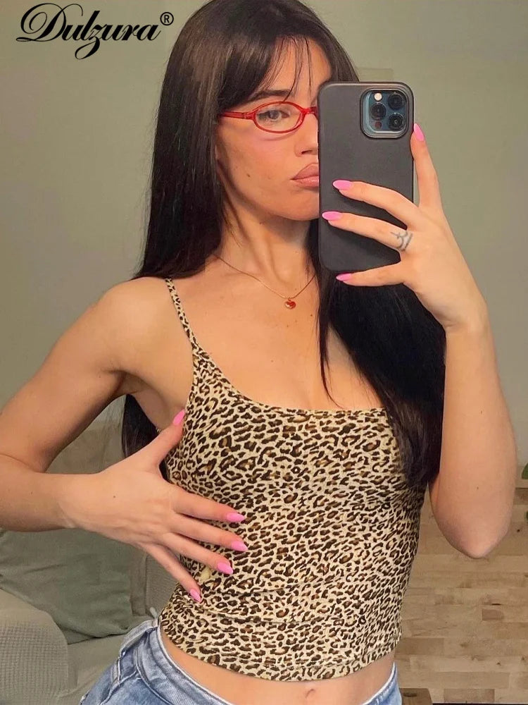 Leopard Cropped Camisole Top