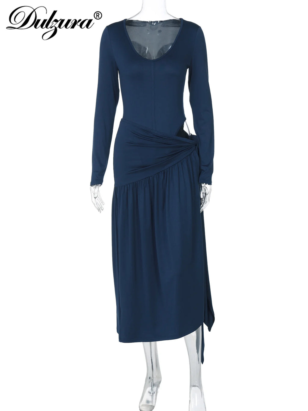 Lace-Up Pleated Side-Slit V-Neck Two-Piece Set