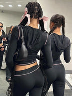 Leopard Long-Sleeve Cropped Two-Piece Pants Set